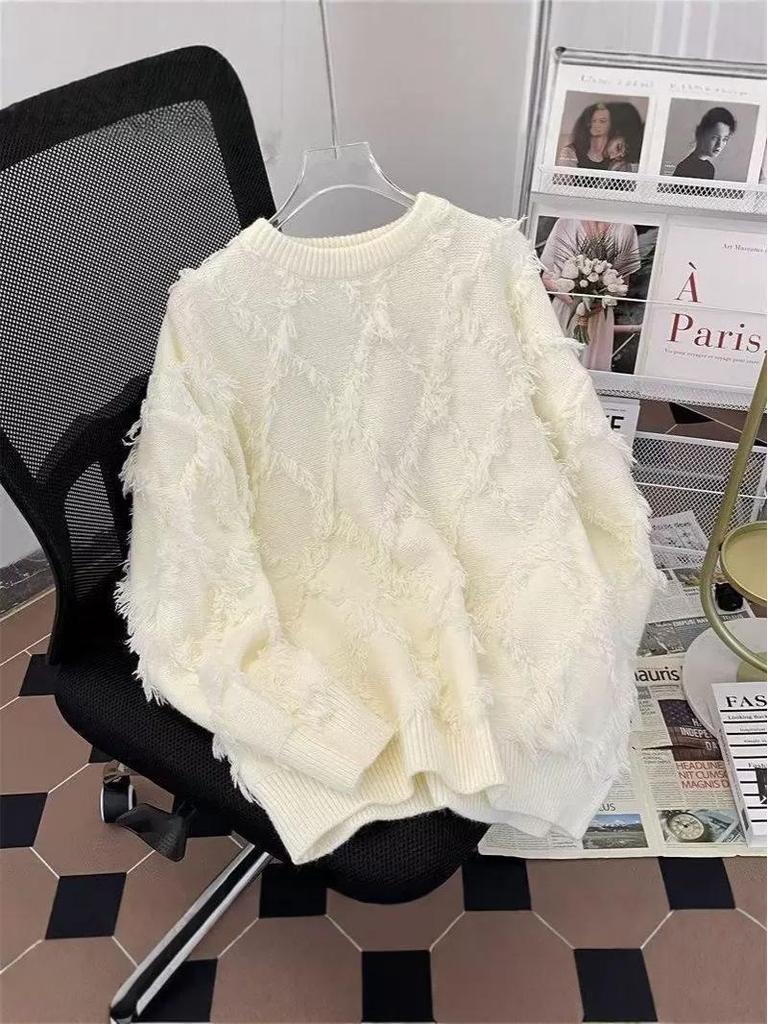 2024 Women's Solid Color Tassel Sweater - Loose, Soft Knit for Autumn/Winter