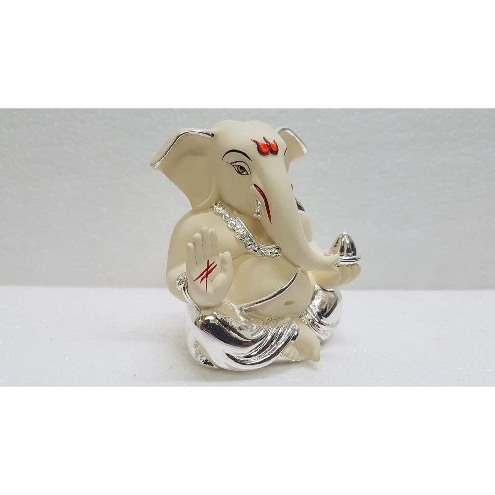 Ceramic Ganesh Idol for Car Dashboard Ganesha Murti Ganpati Idol for Home Decor Puja Lord Ganesh Statue Gift