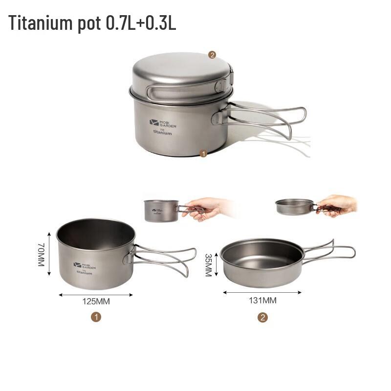 Mobigarden Outdoor Camping 1-Person Titanium Pot Set