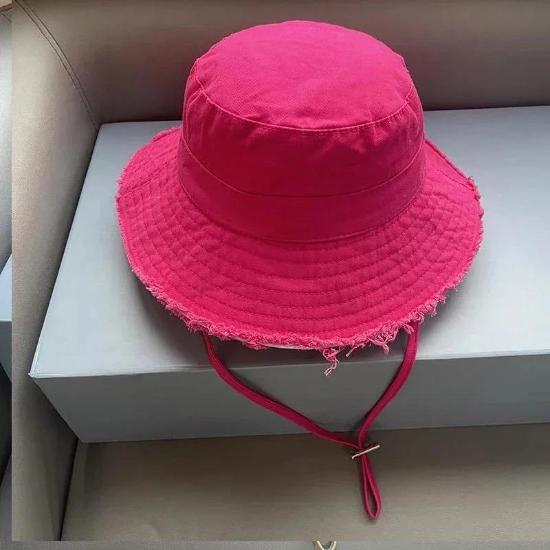 Fashion Fisherman Hats Foldable Bob Bucket Hat with Big Brim Sunscreen with Adjust Chin Rope Caps Beach Fishing Gorras Hat Women
