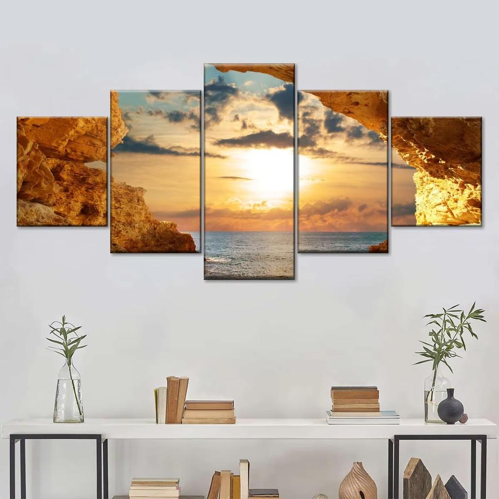 5pcs Landscape Canvas Painting Modern Wall Art Printed Picture Home Decor Mountain Sunset Wall Art for Living Room Decor Unframe