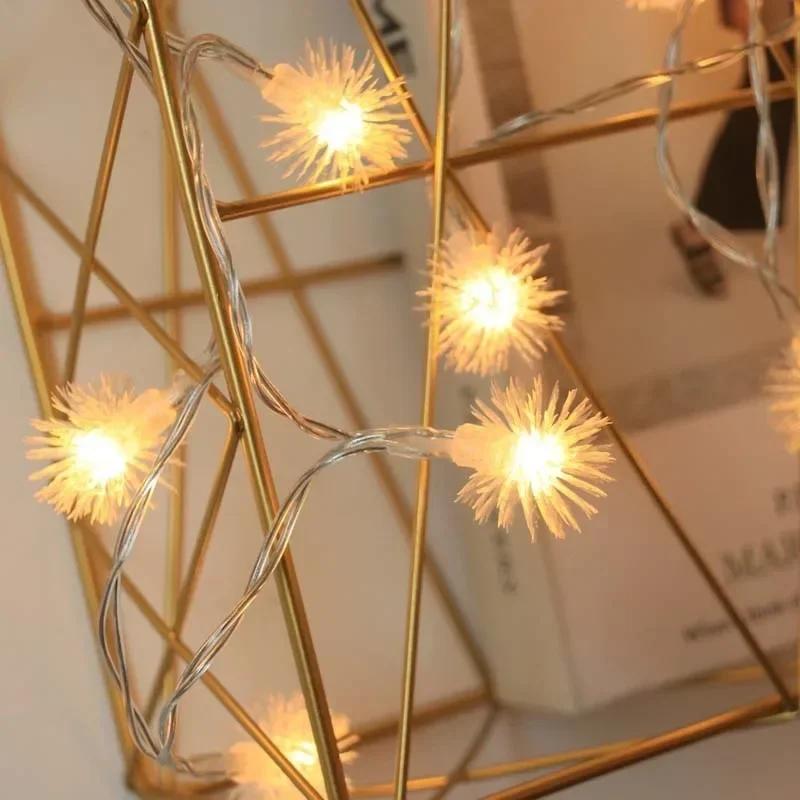 Xmas Valentine Wedding Decor Dandelion Fairy Lights Battery Operated LED Garlands for Garden Holiday 1.5M/3M/6M Lamps