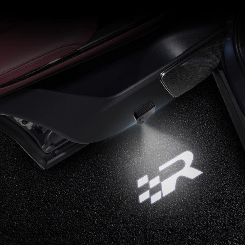 

LED For New Ateca Ibiza Leon Racing Flag Race Flag R Logo Car Door Courtesy Light Laser Projector Welcome Lamp 1x For 1 Door