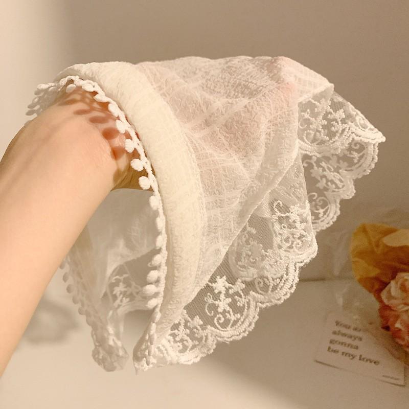 The New Summer Ins High-end Lace Headscarf Pastoral Style Baotou Triangle Scarf Headband Female Light Luxury Headdress Hair Accessories