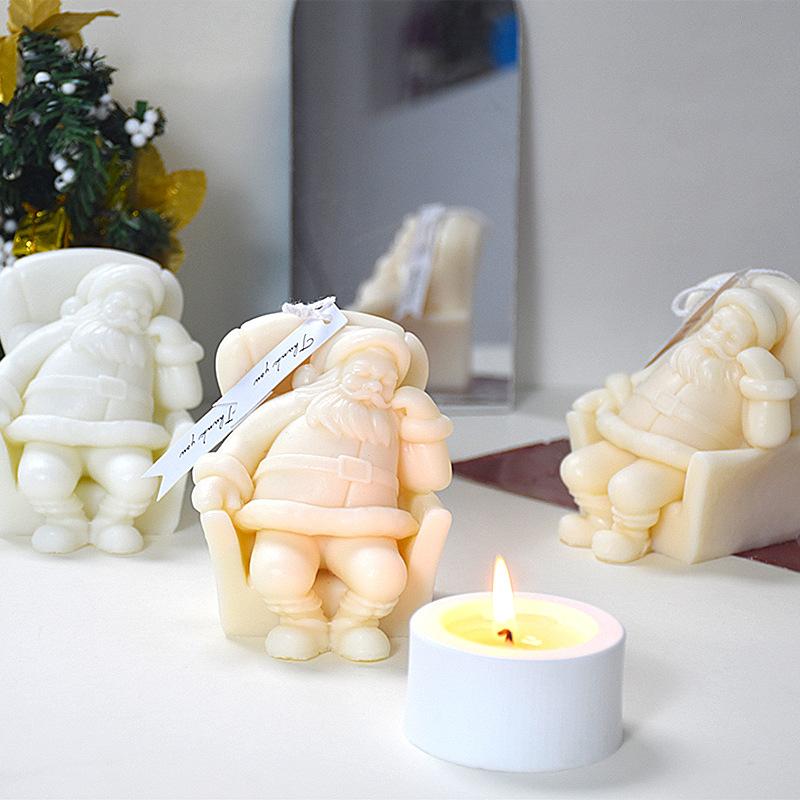 3D DIY Sofa Santa Claus Candle Silicone Mold Sleepy Naps Cute Santa Claus Resin Silicone Mold Christmas Gift Decoration