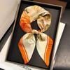 Floral Print Silk Square Scarfs For Women Decorate Neck Ties 70*70Cm Kerchief Lady Summer Beach Hijab Female Neckerchief Wraps