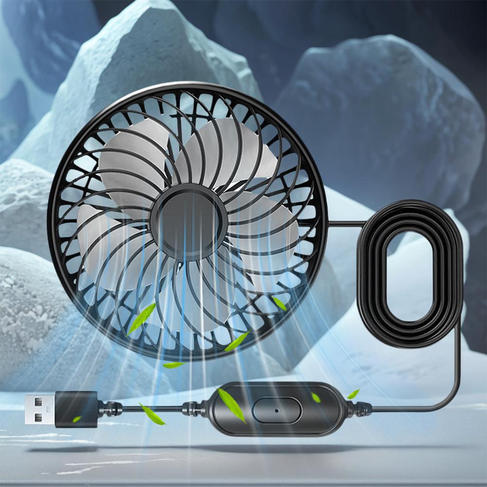 USB Rear Seat Fan 360 Rotatable Car Seat Headrest Fan 3 Speeds Cooling Backseat Fan for Sedan SUV Truck Van