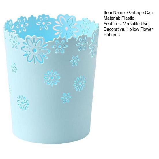 Blommig Soptunna Ihåliga Blommönster Soptunna Snygg Papperskorg för Hemmet Kontoret Vardagsrummet Badrummet Golv Toalettbord Skrivbord
