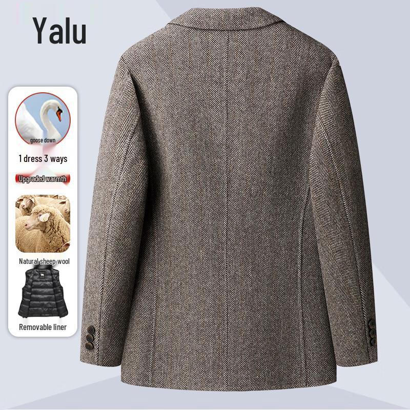 Yalu Men's Goose Down Wool Blend Business Casual Blazer