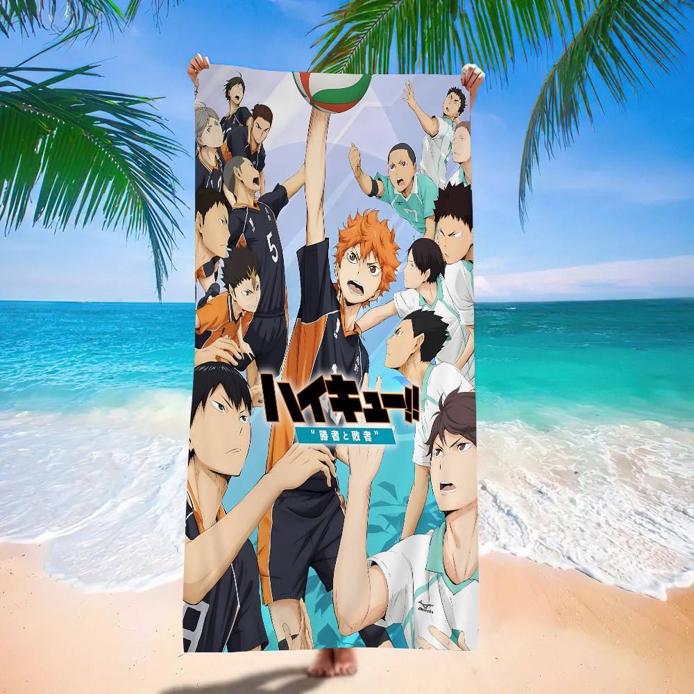 Haikyuu Anime Volleyball Bath Towel Microfiber Soft Water Absorbing Breathable For Girl Kids Decorative Cartoon Beach Towel
