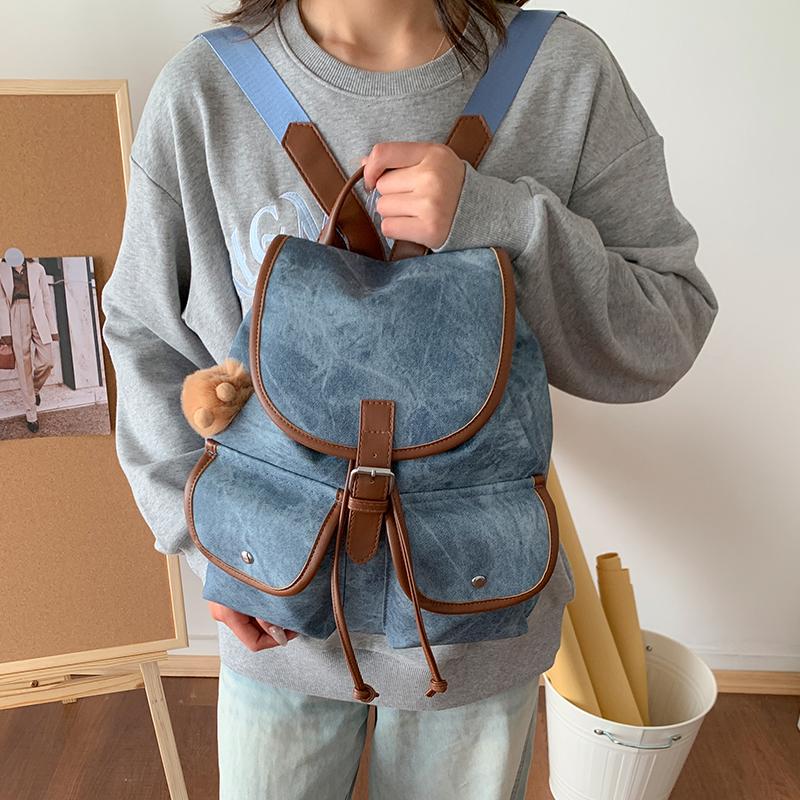Vintage Color Block Backpack Women's Lightweight Backpack