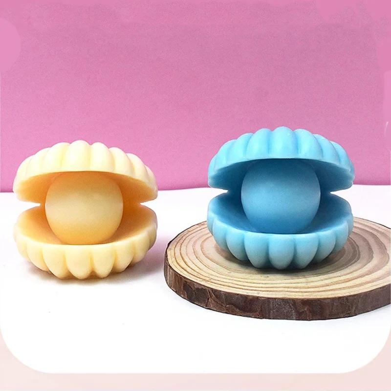 3D Pearl Shell Silicone Candle Mold, DIY Shell-shaped Handicrafts, Gypsum Resin Cement Mold, Soap Chocolate Ice Cube Making Tool