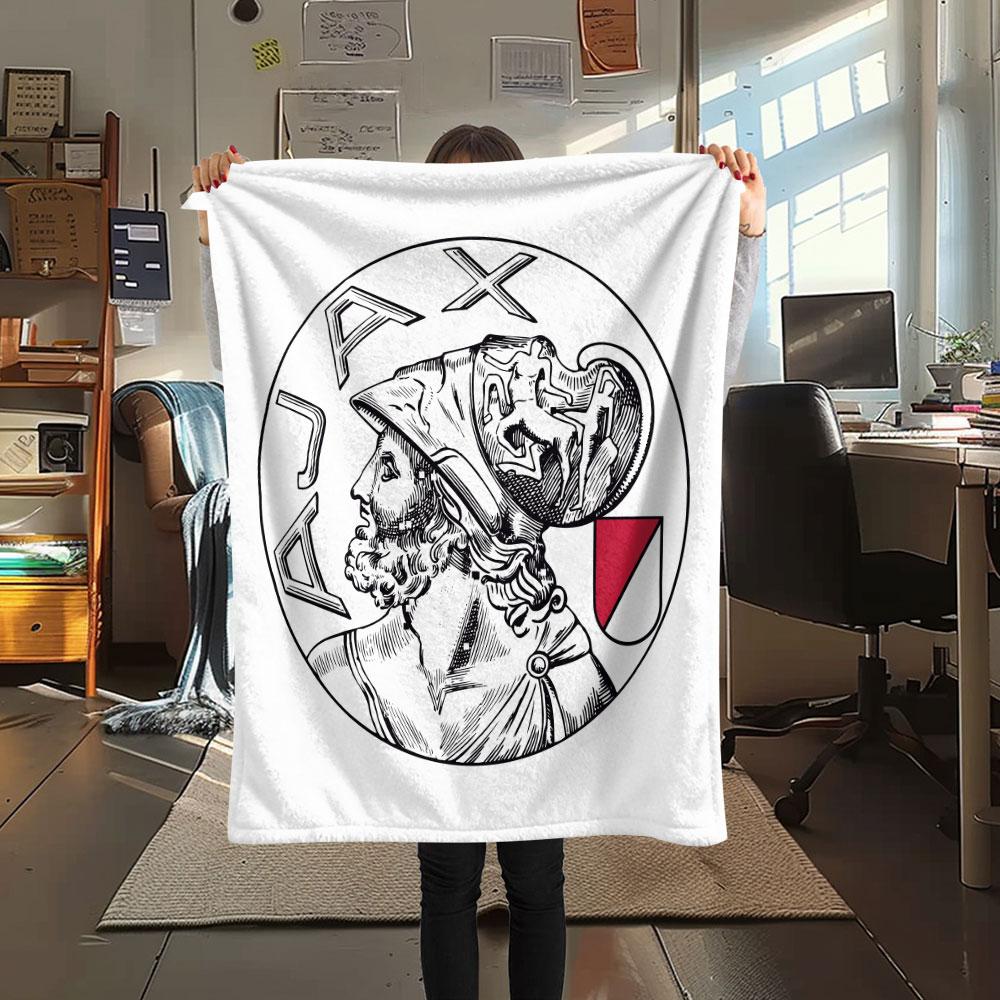 AFC Ajax Amsterdam Printed Flannel Blanket, soft throw for bedroom sofa, washable,soccer fan merchandise, great gift.
