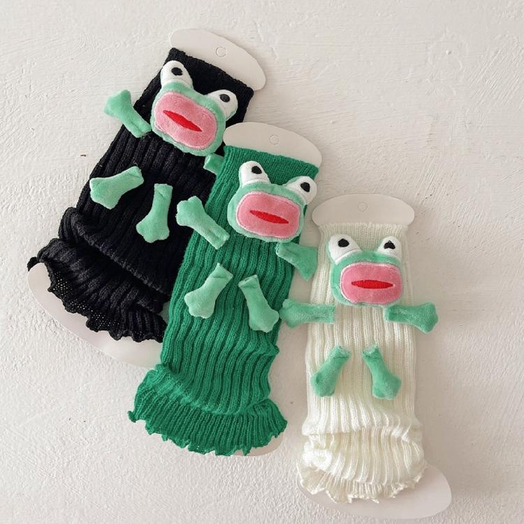 Fashionable Women Girl's Novelty Cartoon Leg Covers Footwear Funny 3D Ugly Frogs Dolls Knitted Leg Warmers Boot Toppers
