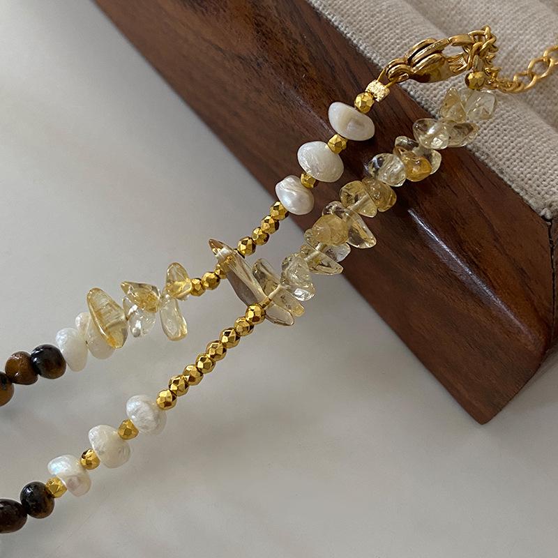 Baroque Pearl & Jade Beaded Clavicle Necklace: Vintage Crystal Sweater Chain for Women