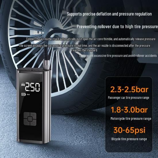 Compact Wireless Electric Tire Inflator & Air Pump with Handheld Feature