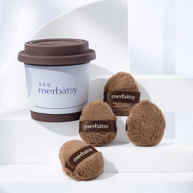 

Jericoure - Set of 4: Mini Chenille Finger Powder Puff Brown