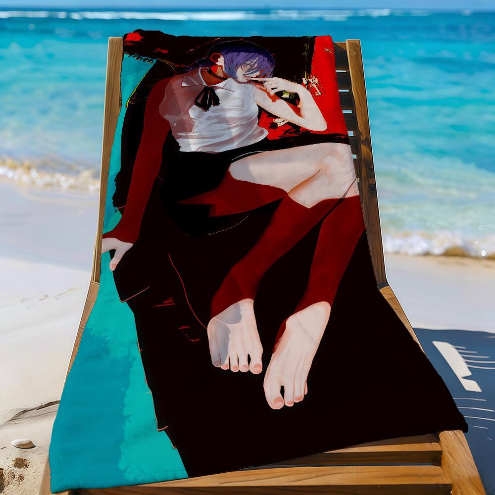 C-Chainsaw Man Anime Movie Reze Arc Towel Sports Quick Dry Travel Camping Gear Sandproof Soft Light Large Beach Towel