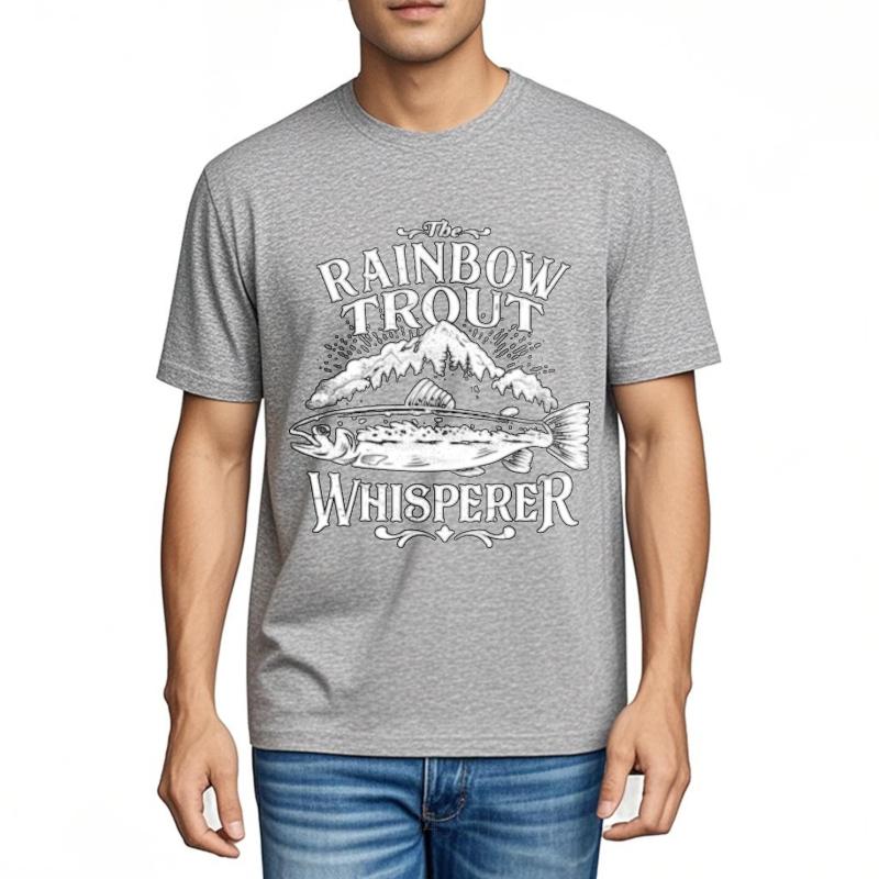 Relaxed Fit For Her Oneck Tshirt Streetwear The Rainbow Trout Whisperer Mountain Fish Design Cool For Her Teeshirt New Tee