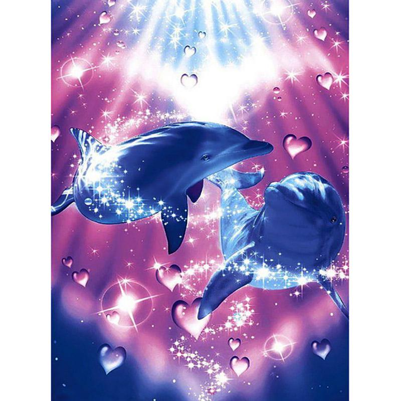 5D Diamond Painting Dolphin Full Round Diamond Embroidery Animals Pictures Of Rhinestones Mosaic Cross Stitch Home Decor