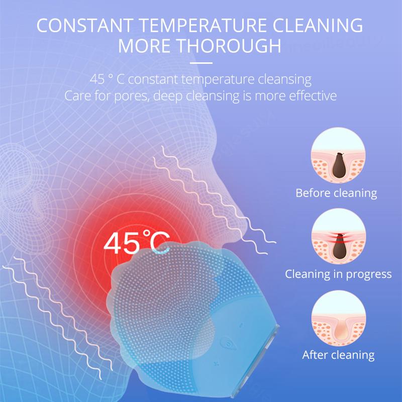Ultraljudsborste för ansiktsrengöring Elektrisk mjuk silikon ansiktsrengöringsborste Mini ansiktsmassagerare Hudvårdsverktyg Ansiktsrengöring