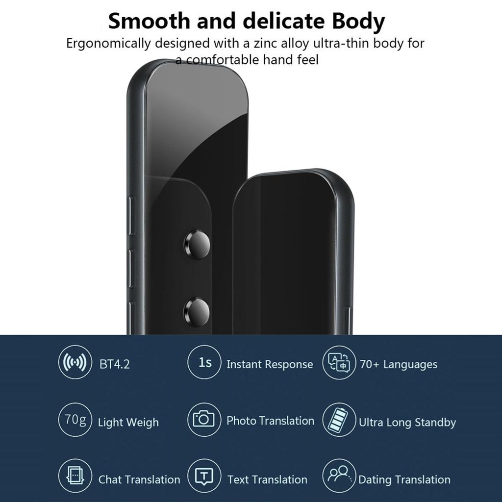 Language Translator, -thin Zinc Alloy and Tempered Glass Housing, Real-Time Translation of More Than 70 Languages, 4.2, Battery Li
