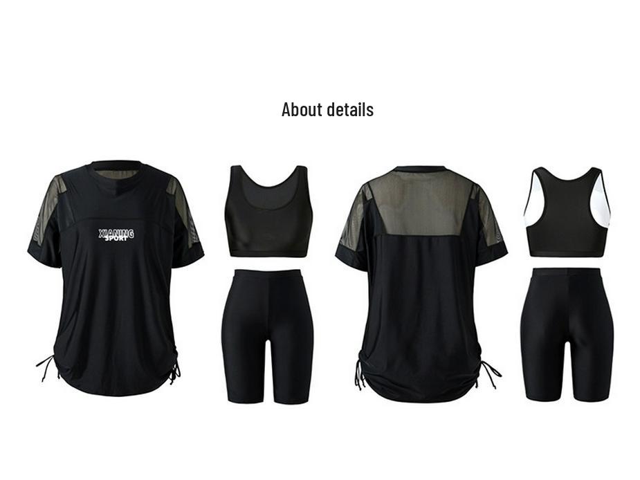 Plus Size Women's Sporty Quick-Dry Two-Piece Swimsuit with Slimming Tummy Concealing Capri Pants.