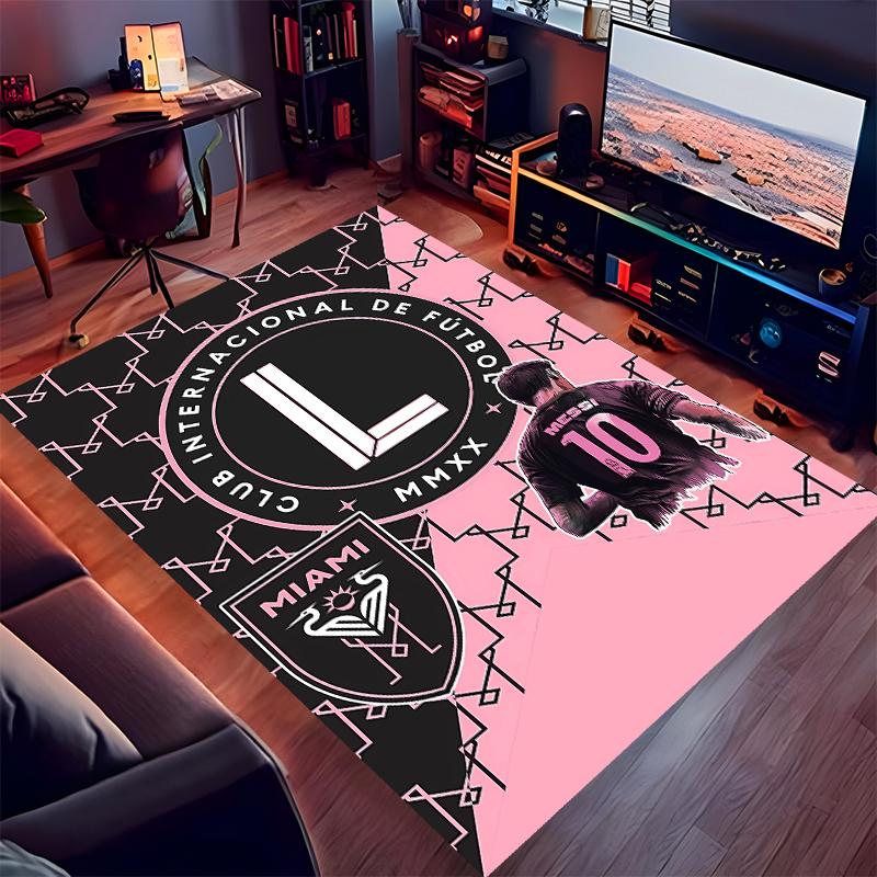 1pc Inter Miami CF Print Area Rug - Soft,Washable Non-Slip Indoor Mat for Office Chairs,Living Room,Home Office Decorative Rug