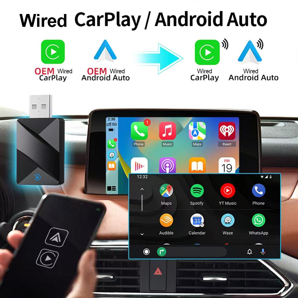 2025 Newest Wireless 2 IN 1 Carplay&Android Auto Mini Box Adapter Smart Plug And Play Dongle Bluetooth WiFi Fast Connect