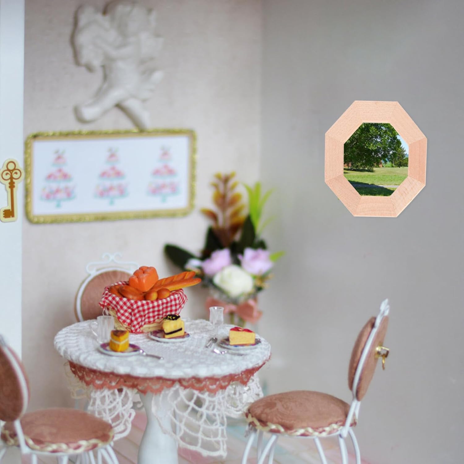 

Toyvian Wood Dollhouse Windows Miniature Octagonal Window Frame 1:12 Dollhouse Wooden Doors Miniature Furniture Window Frame Model for Mini House