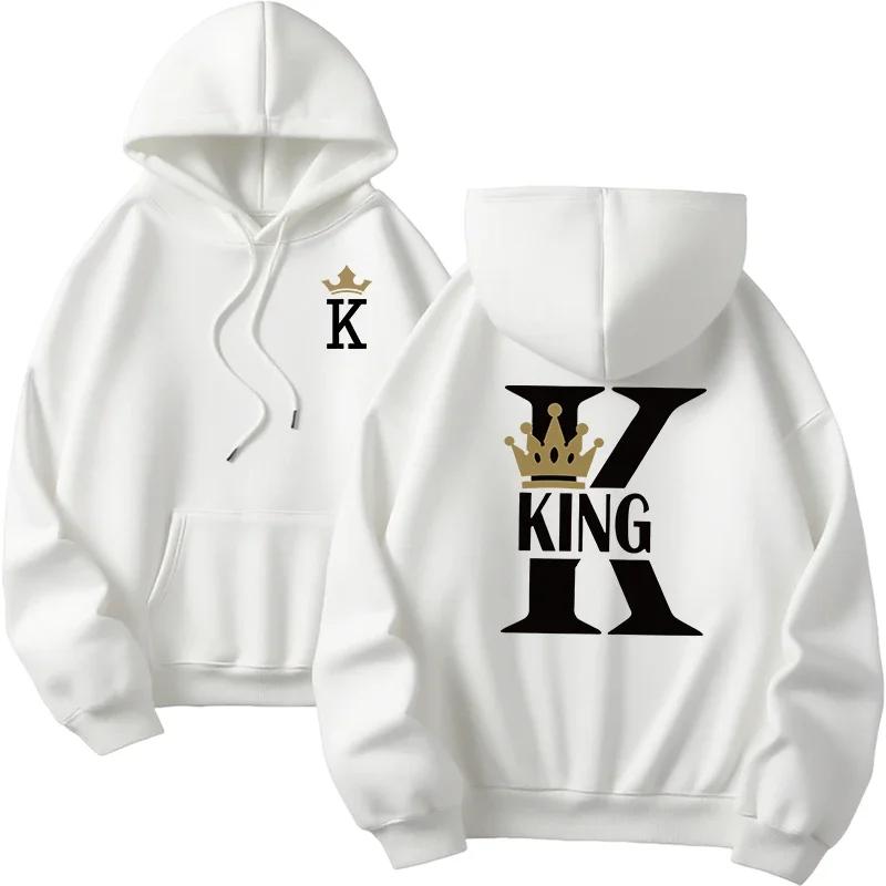 Hot Sales Mens Womens Hoodies King Queen Printing Sweatshirts Versatile Casual Couple's Clothing Daily Pullover Fall Winter Y2k