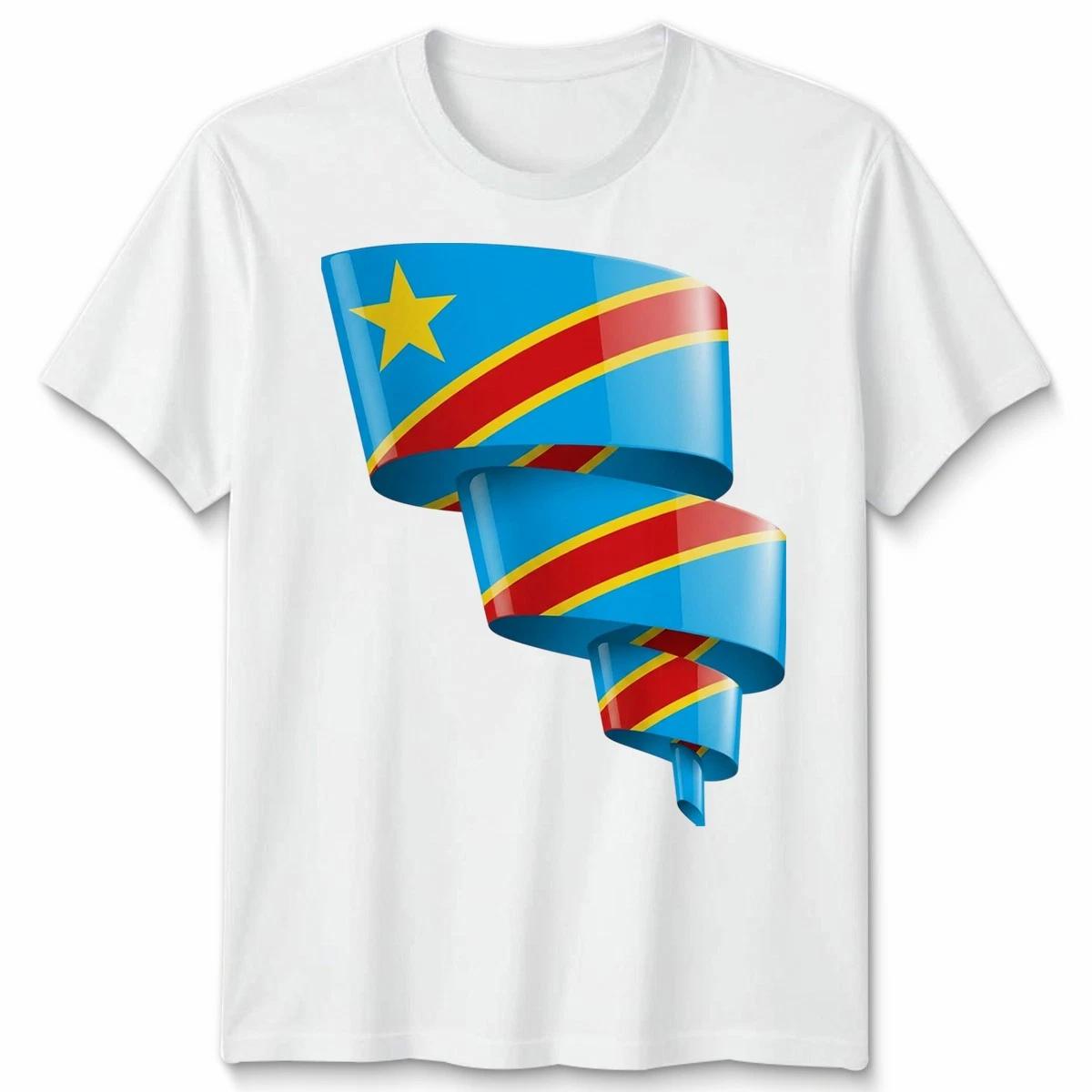 

Curled Dr Congo Flag Congolese Day Football Unisex Tshirt Mens Womens Tee S