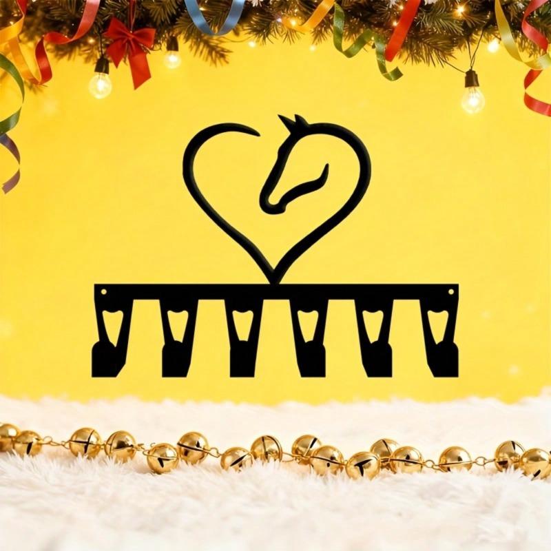 Western Horse Key Holder Wall Decor 6 Hooks Hand Forged Iron Art for Office Entryway Rustic Equestrian Gift