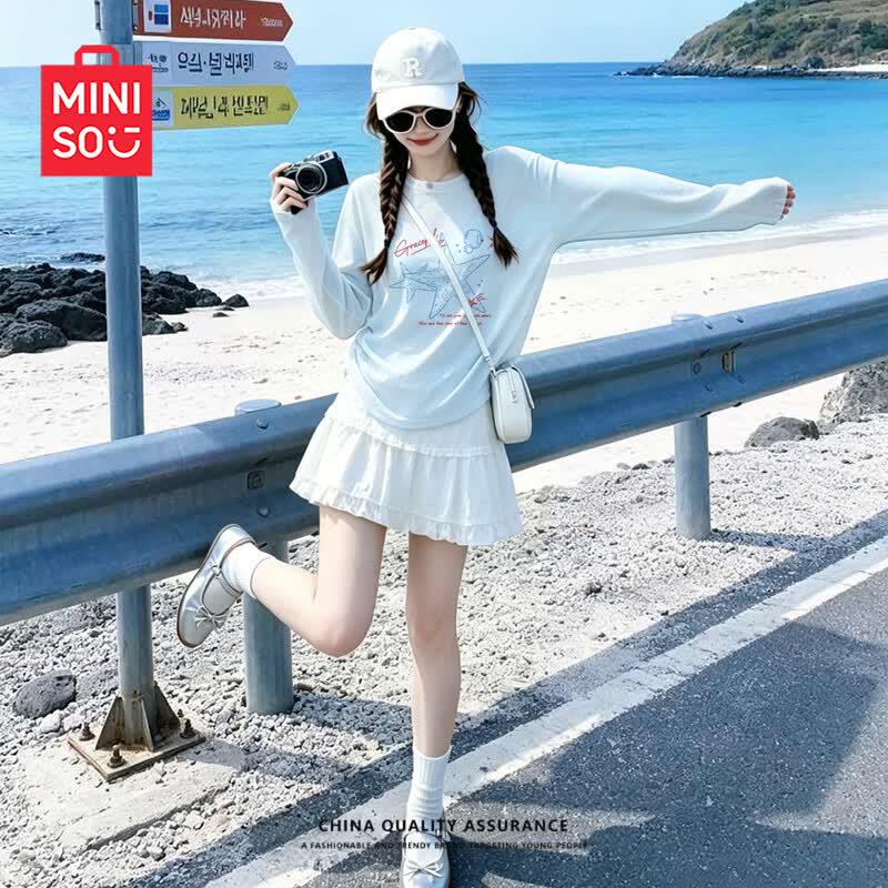 MINISO Women s Slub Cotton Long Sleeve T-Shirt M