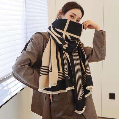 Koreanischer Kaschmirschal im neuen koreanischen Stil für Herbst und Winter, doppelseitig verdicktes Klimaanlagen-Tuch für Studenten