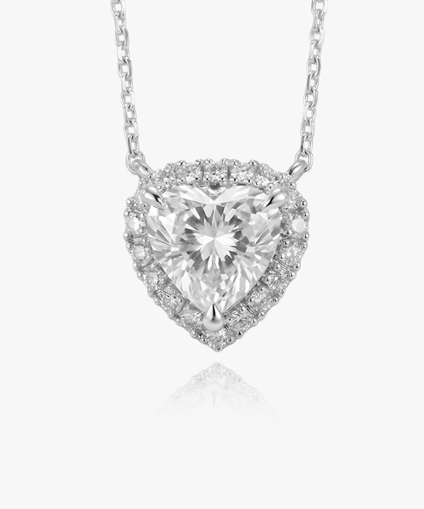 Helene Jewelry 925 Silver 1-Carat Heart-Cut Moissanite Halo Necklace