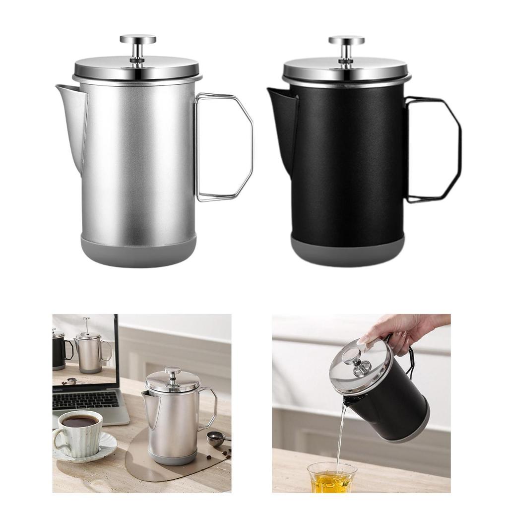 Französische Kaffeemaschine 1000ml Großes Fassungsvermögen mit Filter Kein Kaffeesatz Espressokessel für Zuhause Reise Büro Camping Kaffeebar