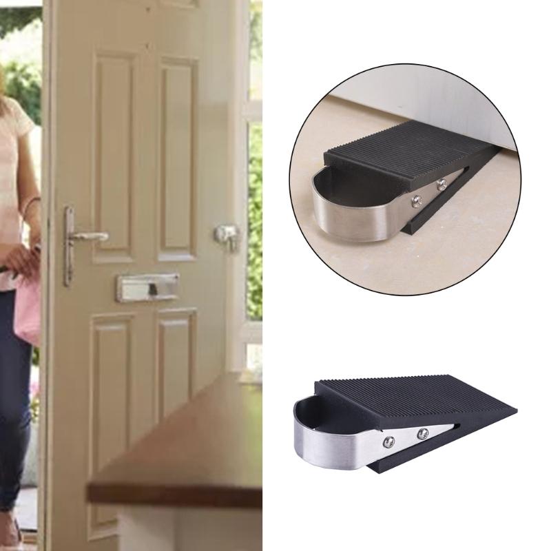 Rubber Door Stopper Wedge Block Guard Wind Dust Blocker Stopper Protector For Home Children Office With Stainless Steel
