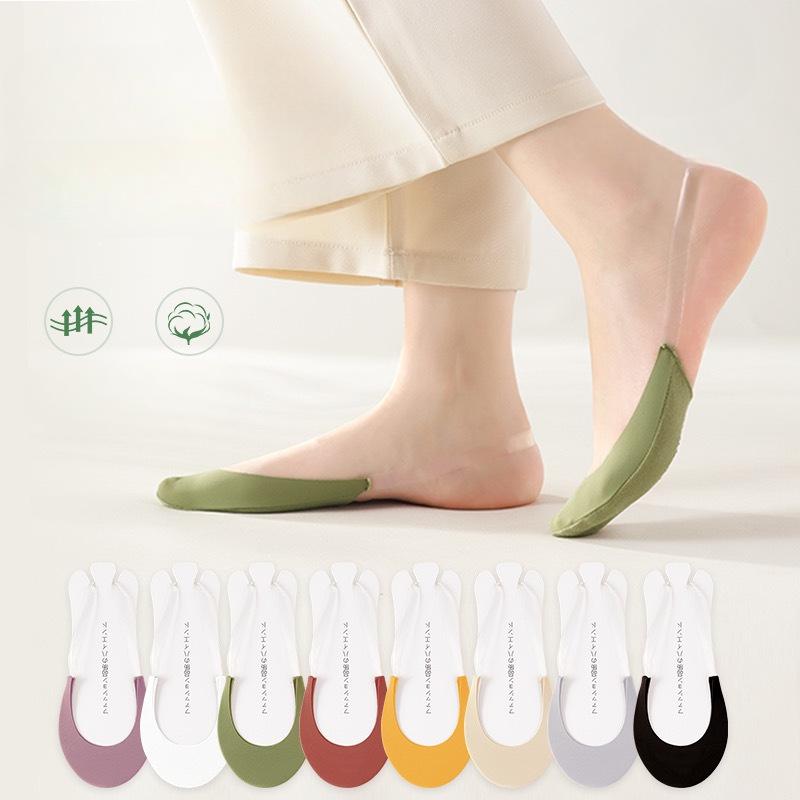 Damensocken Damen Sommer Baumwolle Unterseite Flacher Mund Silikon Rutschfeste Unsichtbare Socken Transparente Strapssocken