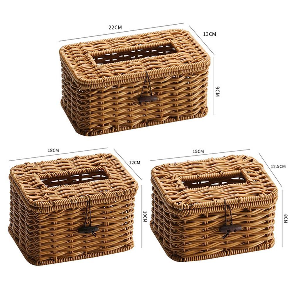 Imitation Rattan Gewebte Taschentuchbox Handgefertigter Taschentuchhalter Papierhülle Organizer Wohnzimmer