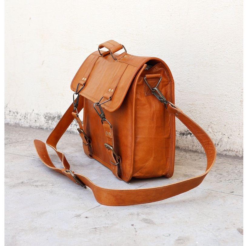 LEATHER BRIEFCASE, Large MESSENGER Bag, Laptop Briefcase, Laptop Bag Women, Personalized Unisex Laptop Canvas Bag Christmas Gift Ideas