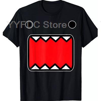 Retro Guitar Playing Domo T Shirt Harajuku Fashion Cartoon Print Tshirt Unisex Women Summer Cotton Round Neck Short Sleeve Tee Top