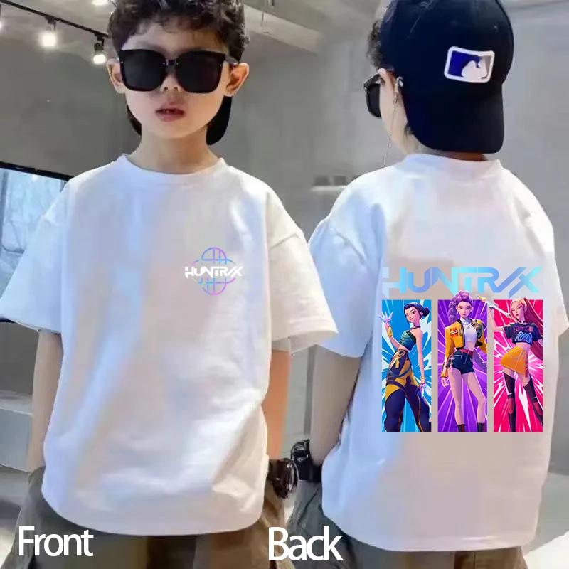 Kids Kpop Demon Hunters Children's T Shirt Short Sleeve T-shirt Cute Kpop Demon Hunters Tiger Harajuku Tshirt for Boys Girls