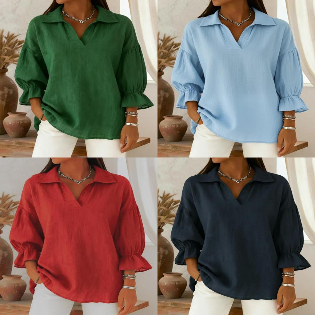 Vintage Art Casual Shirt With Splicing Fabric For Women Spring Autumn Wear