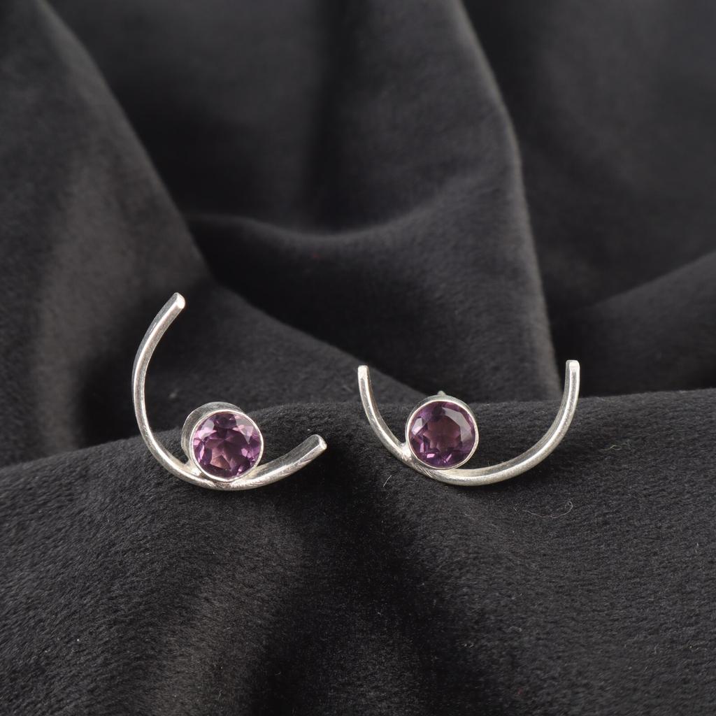Amethyst Gemstone 925 Silver Ethnic Stud Engagement Gift Butterfly New Earrings EE-145-9