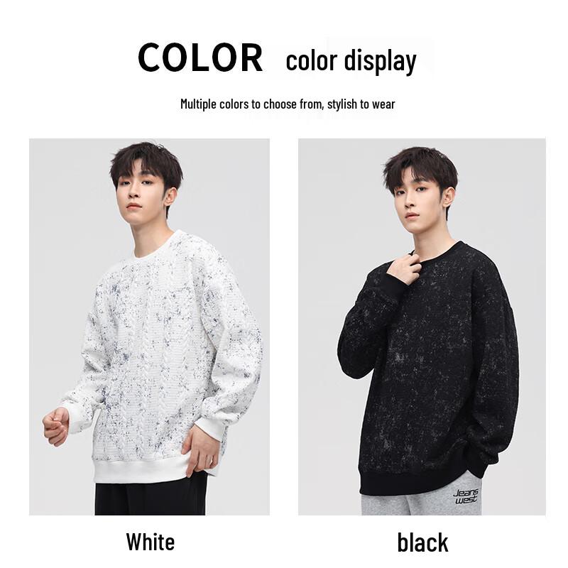 JEANSWEST Men's Jacquard Crew Neck Sweatshirt