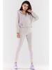 Casual Fabric Hoodie, Beige and Purple, Size M