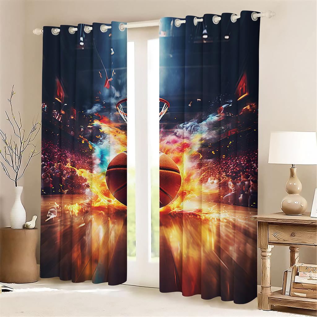 Cartoon Curtain Basketball For Boy 3D Print Bedroom Living Room Window Blackout Partition Style Home Decoration
