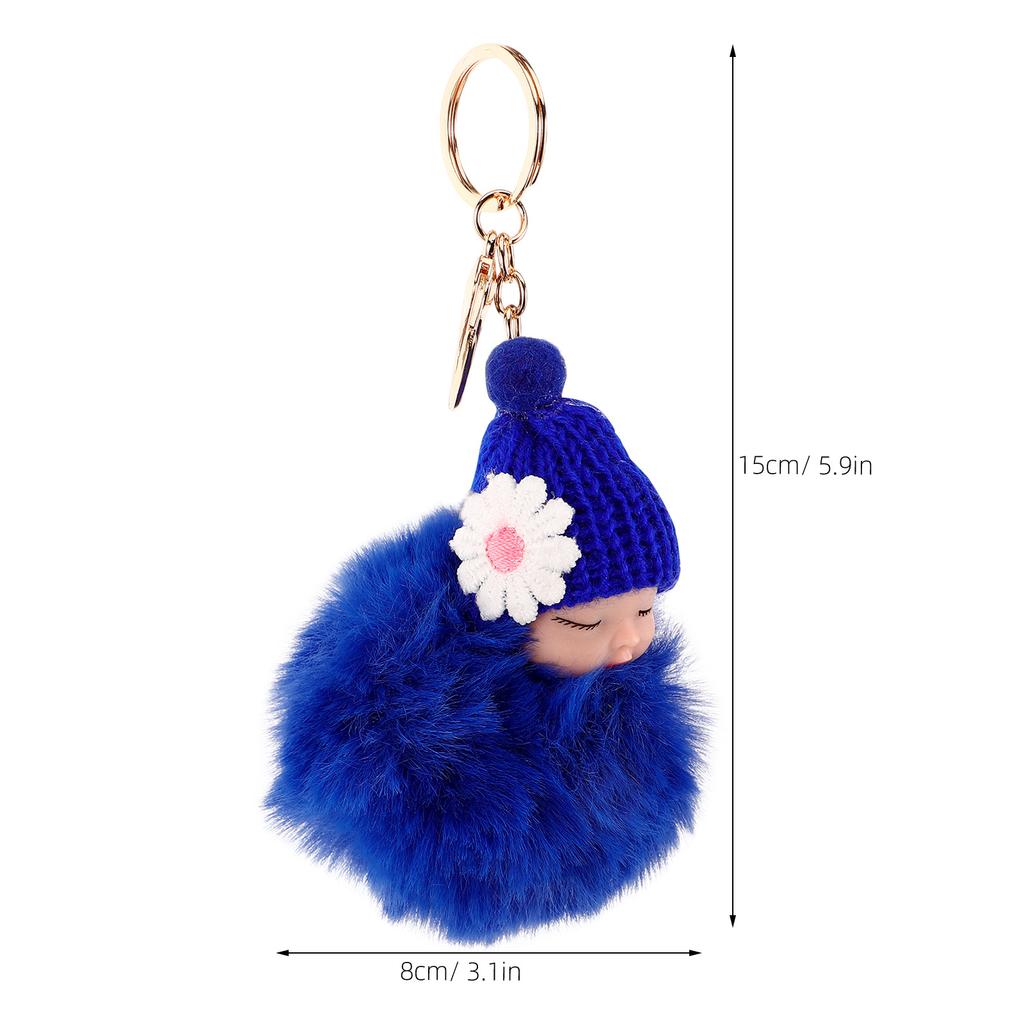 Stuffed Chain Soft Key Ring Ring For Handbag Key Chain Pompom Keychain Car Decor Royal Blue Stuffed Pendant