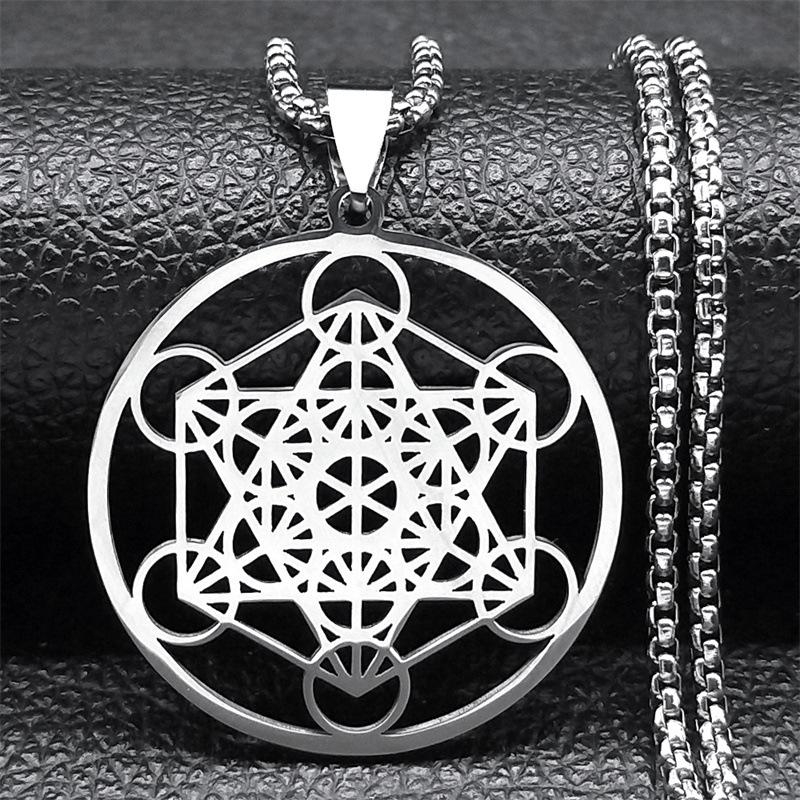 Metatron Angel Seal Geometric Kabbalah Garden Stainless Steel Unisex Necklace